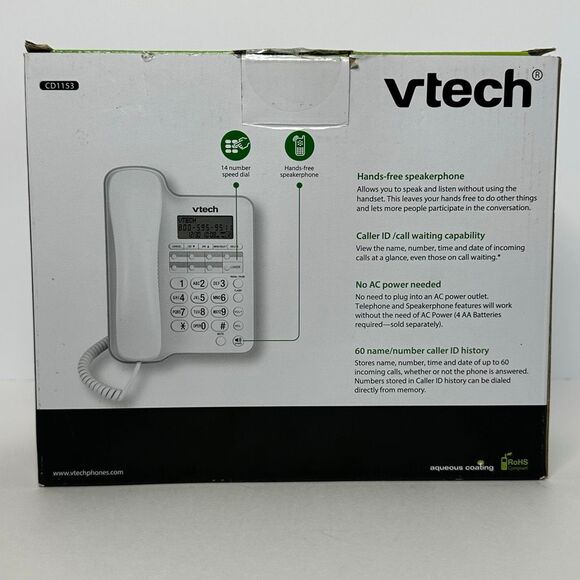 Vtech Corded Speaker Telephone with Caller ID & Hands-Free White CD1153 - Picture 6 of 16